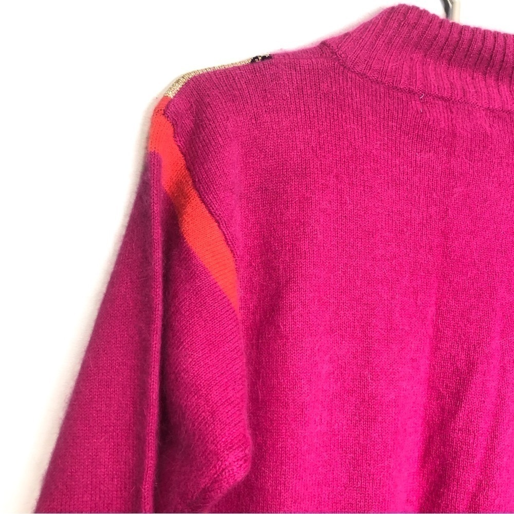 Vintage Wool Angora Patchwork Card Suits Beaded Mock Neck Sweater, size 40 (M/L) - Picture 7 of 10